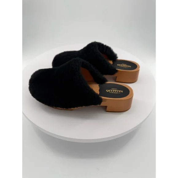 Swedish Hasbeens Fluff Genuine Shearling Clog Size 7US/37EU New without Box - Picture 2 of 14